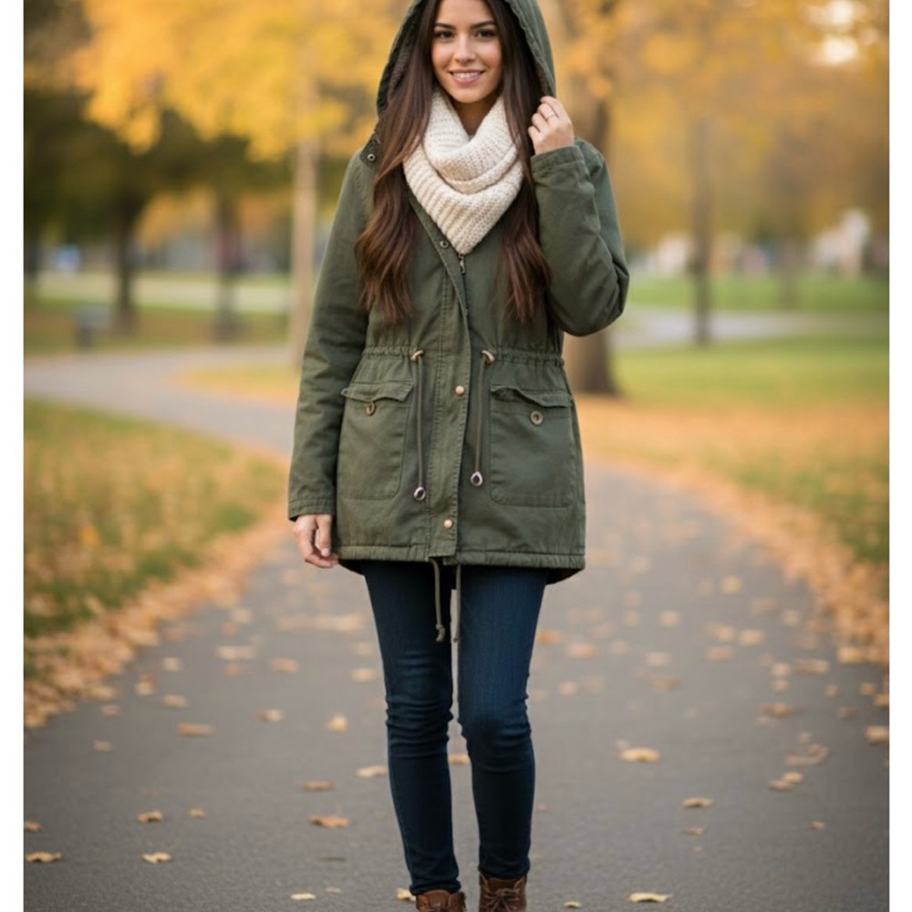Forest Green Hooded Utility Jacket